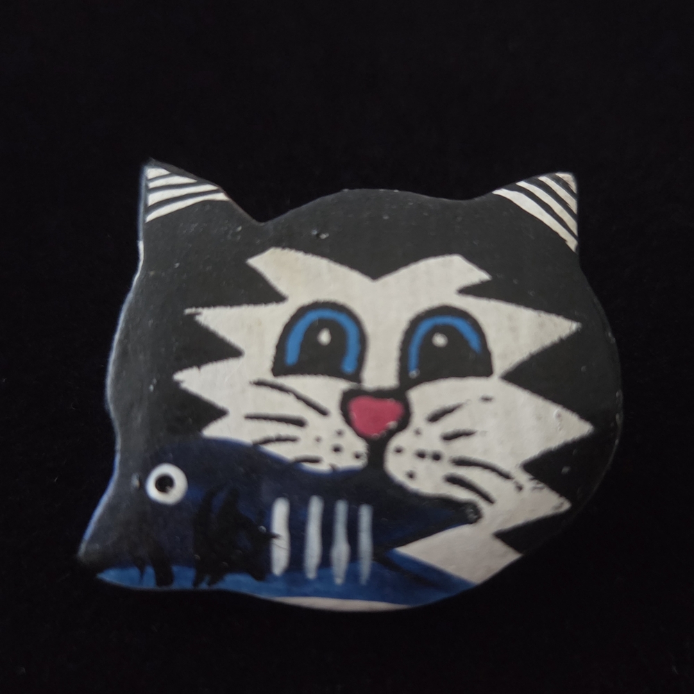 2 Pair! Vtg Whimsical Black Cat Earrings - Picture 6 of 11